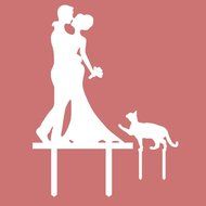 White Cake Topper of Engagenent and Bridal with a Lovly Pet N2