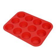 Plataplus Silicone Muffin Pan 12 Cup Nonstick Cupcake Baking Mold BPA Free, Red N3