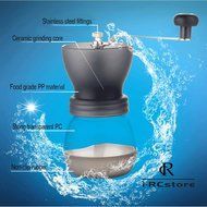 RC Professional Manual Ceramic Burr Coffee Grinder, Hand-crank Coffee Mill, Includes Brush, Black N33
