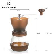 RC Professional Manual Ceramic Burr Coffee Grinder, Hand-crank Coffee Mill, Includes Brush, Black N36