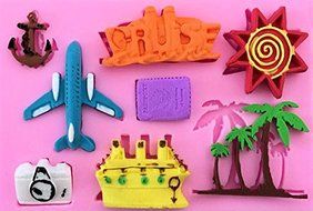 Vacation Things 8 Cavity Silicone Mold, Candy, Fondant, Cake Decorating 10 Cavities