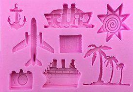 Vacation Things 8 Cavity Silicone Mold, Candy, Fondant, Cake Decorating 10 Cavities N2