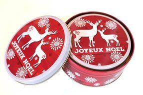 Christmas Holiday Round Nesting Cookie Gift Tins - Set of 2 - 6.5&quot; x 3&quot; and 6&quot; x 2.5&quot; N19