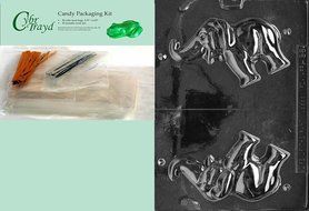 Cybrtrayd MdK50-A096 3D Elephant Animal Chocolate Candy Mold with Packaging Kit