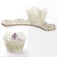 24 Laser Cut Cupcake Wrappers Wraps Cases Cake Muffin Hard Card Decoration Cup N4