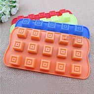 Sher Silicone Square-shaped 15-Cup Mold Cake Decorating Ice Tray Cake Moulds Chocolate Mould(Random Color) N4