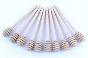 20x Wooden Honey Dipper Wood Stick Spoon Dip Drizzler Rod Server 16cm N2