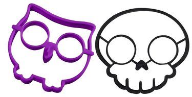 Cy3Lf Clearance Sale - Cy3Lf Silicone Egg Mold Ring, Purple Owl Shaped Egg Ring &amp; Black Skull Shaped Egg Ring(... N4