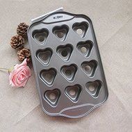12 Mini Cheesecake Pan, Hineway 12 Cups Heart-shaped Muffin Cake Mold Baking Tools N3