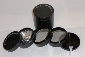 Authentic SMART CRUSHER 5 Piece Herb Spice Coffee Tobacco Pollen Grinder +Free Pollen Scraper (2.5 Premium Black) N2