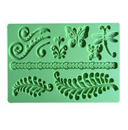 Generic 15219 Lace Embossing Pad Double Sugar Moulds Butterfly Wheat Mold Silicone Fondant Molds - Green