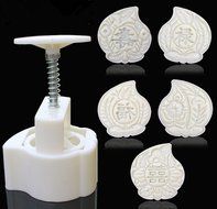 Peach shape Moon Cake Pastry Mold Hand Pressure 125g One Barrel 5 Peach piece baking mold for Mid-Autumn