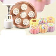 Moon Cake Mold - 6 Stamps - Mid Autumn Festival DIY Decoration Press - 50g N5