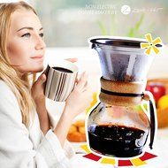 Pour Over Coffee Dripper, Glass Carafe &amp; Stainless Steel Reusable Mesh Filter Fits All Chemex Makers 4 Cup Brewer... N5