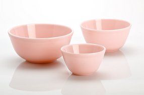 3 Piece Set Pink Milk Glass Mixing Nesting Bowls