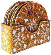 Indian Elegant &amp; Decorative Traditional Tea Coaster Made with Lac , Decorative &amp; Elegant Home &amp; Office Purpose N3