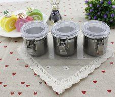 Bestwoo Stainless Steel Tea Tin Coffee Storage Canisters with Airtight Latch,Set of 3,200ML N2