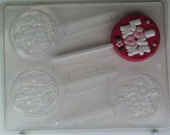 Round w/ &quot;I Love Mom&quot; in cloud-type letters &amp; flowers M001 Mother&#039;s Day Chocolate Candy Mold