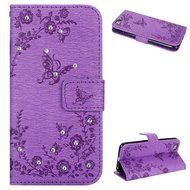 iPhone 7 Case,iPhone 7 Wallet Case,Phezen Serect Garden Series Butterfly Flower Bling Diamod Inlaid PU Leather... N17