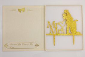 LOVENJOY with Gift Box Sparkling Mr and Mrs Monogram Bride Groom Silhouette Wedding Cake Topper (6-inch, Silver... N6