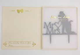 LOVENJOY with Gift Box Sparkling Mr and Mrs Monogram Bride Groom Silhouette Wedding Cake Topper (6-inch, Silver... N9