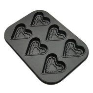 Stock Show 1Pcs 6 Cavity Heart-shaped Stainless Iron Cake Mould/Pan/Modle/Pattern/Mold,Black N3