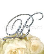 Victorian Collection Monogram Rhinestone Cake Topper - Large - Silver (4.75&quot; Tall) (Letter M) N9