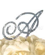 Victorian Collection Monogram Rhinestone Cake Topper - Large - Silver (4.75&quot; Tall) (Letter M) N10