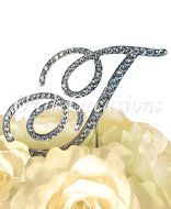 Victorian Collection Monogram Rhinestone Cake Topper - Large - Silver (4.75&quot; Tall) (Letter M) N11