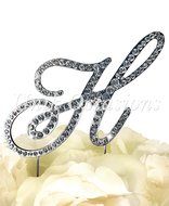 Victorian Collection Monogram Rhinestone Cake Topper - Large - Silver (4.75&quot; Tall) (Letter M) N12
