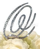 Victorian Collection Monogram Rhinestone Cake Topper - Large - Silver (4.75&quot; Tall) (Letter M) N14