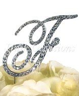 Victorian Collection Monogram Rhinestone Cake Topper - Large - Silver (4.75&quot; Tall) (Letter M) N16