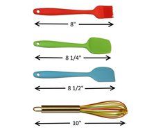 4 Piece Kitchen Utensil Set - Multi Color Silicone Whisk, Red Basting Brush, Green Small Scraper, Light Blue Small... N2