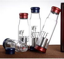 Star Seven Handmade 19 Oz Glass Water Bottle-Extra Strong Crystal Glass Bottle Tea Cup Tea Bottle with Nylon Sleeve... N5