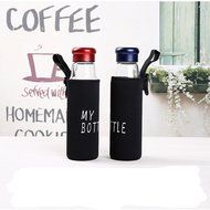 Star Seven Handmade 19 Oz Glass Water Bottle-Extra Strong Crystal Glass Bottle Tea Cup Tea Bottle with Nylon Sleeve... N7