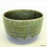 Japanese Matcha Bowl Chawan Mino yaki Spanish Moss 14 oz N2
