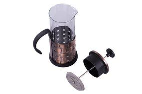 Gourmet Single Serve Matte Copper French Press Coffee Brewer with Woven Design N2