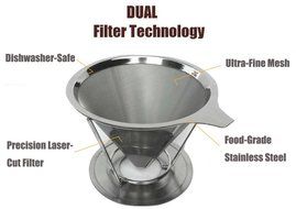 Stainless Steel Coffee Filter with Cup Stand,Reusable Paperless Pour Over Coffee Dripper and Measuring Coffee... N10