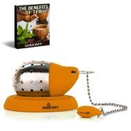 Makimy Drop Tea Infuser - Orange - The Perfect Tea Steeper with Drip Tray - Best Tea Strainer for Loose Leaf &amp;... N2