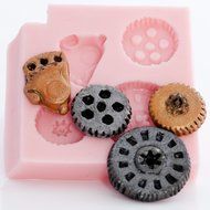Small Steampunk Gear Mold Easy To Use Flexible Silicone Food Safe Fondant, Chocolate, Candy, Resin, Polymer Clay... N10