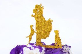 LOVENJOY with Gift Box Love Her Love Her Dog Silhouette Acrylic Wedding Engagement Cake Decoration Topper Black... N17