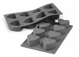 Patisse 8-Cup Baking Mould, Mini Hearts, Black