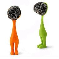 BeautyMood 4 Pcs Shy Villain Shape Scrub Buds Cleaning Ball Cleaning Brush Steel Wire Ball Poleaxe Cup Brush Pot... N6