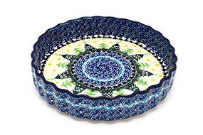 Polish Pottery Baker - Fluted Quiche - Small (7&quot;) - Christmas Trees