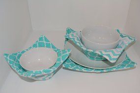 Microwave Bowl Cozies // Reversible // Set of 3 // 1 Small Bowl Cozy // 1 Medium Bowl Cozy // 1 Dinner Plate Cozy... N39