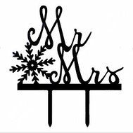 Mr &amp; Mrs Bride and Groom Silhouette Wedding Cake Topper Pick COVERED WITH A PROTECTIVE LAYER WHICH SHOULD BE TORN... N15