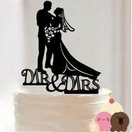 Mr &amp; Mrs Bride and Groom Silhouette Wedding Cake Topper Pick COVERED WITH A PROTECTIVE LAYER WHICH SHOULD BE TORN... N21