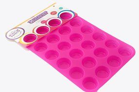 Silicone Mini Muffin &amp; Cupcake Pan - 24 Cups Pink Mold &amp; Baking Tray- Reusable, Non-Stick Bakeware - Heat Resistant... N10