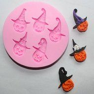 Beautymei Halloween Pumpkins with Hat Mini Silicone Mold Pink N3