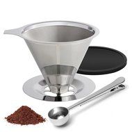 Pour Over Coffee Filter Paperless - STYDDI Stainless Steel Reusable Double Mesh Coffee Dripper with Stand , Coffee... N5